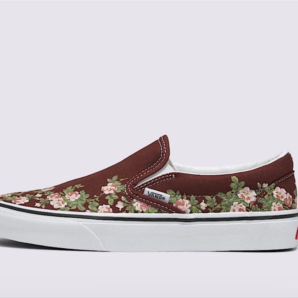 Vans Classic Slip-On Wallflower Floral Shoe- Bitter Chocolate Brown - Picture 2 of 10